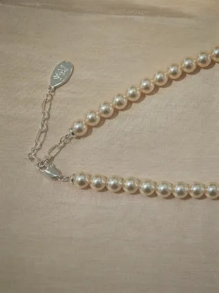 Collana perle 6mm crema 42cm con fiocchi