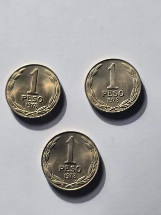 Monedas Chile 1 Peso 1978 (3 unidades)