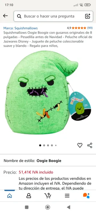 Peluche Squishmallows Oogie Boogie