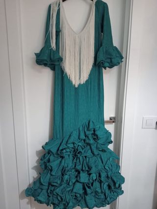 Vestido Flamenca Verde con Flecos
