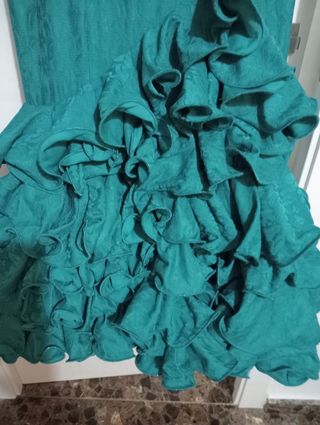 Vestido Flamenca Verde con Flecos