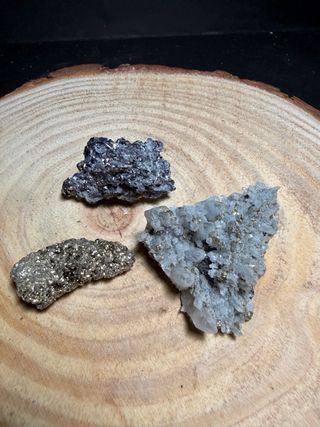 Lotto di minerali: quarzo, pirite e galena