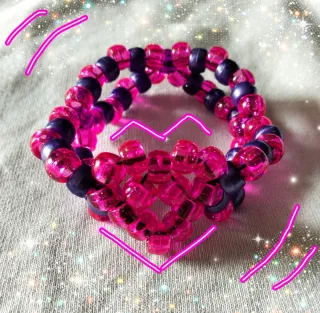 Pulsera Kandi Corazón Rosa y Morado