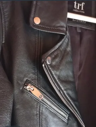 Chaqueta Biker 100% piel Zara Negra