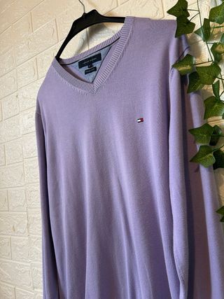 Jersey cuello pico Tommy Hilfiger lila hombre Tall