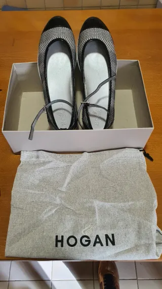 Bailarinas Hogan charol negro y blanco