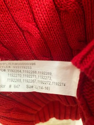 Jersey Chaps Rojo Talla L