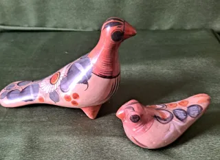 Palomas cerámica pintadas a mano vintage