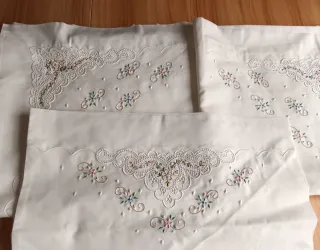 Juego sábanas bordado floral blanco