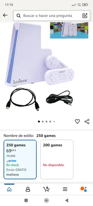 Consola Lexibook TV Game Console 250 Juegos