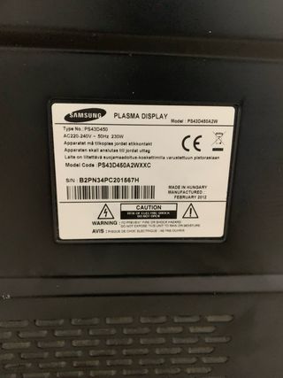 Televisor Samsung Plasma Negro