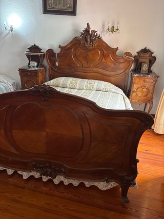 Cama Matrimonio Vintage Madera Tallada