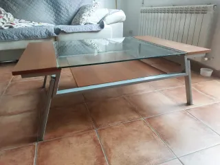 Mesa de centro madera, cristal y metal