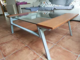 Mesa de centro madera, cristal y metal