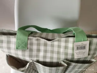 Bolso Tote Cuadros Blanco y Verde