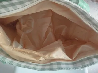 Bolso Tote Cuadros Blanco y Verde