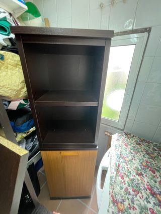 Mueble salón madera vitrina y mueble TV