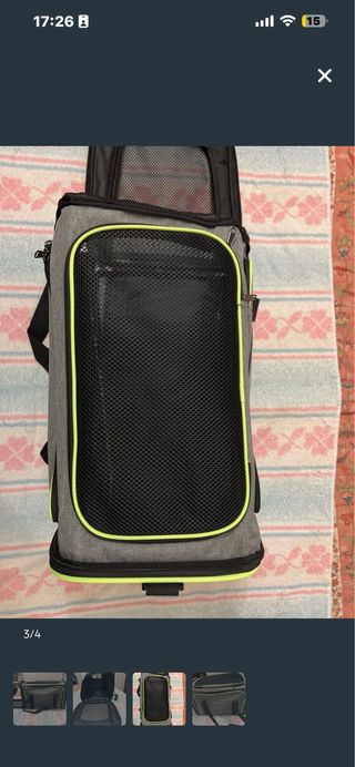 Transportín para gatos gris y verde