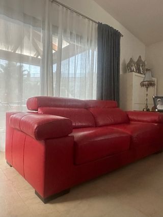 Sofá de piel rojo 2 plazas