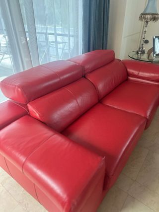 Sofá de piel rojo 2 plazas