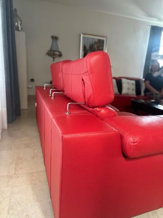 Sofá de piel rojo 2 plazas