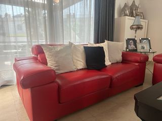 Sofá de piel rojo 2 plazas