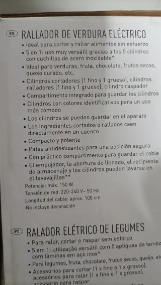 Rallador Verdura Eléctrico SilverCrest