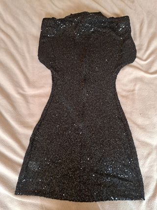 Vestido elegante negro lentejuelas