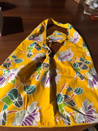 Borsa in stoffa floreale interno giallo