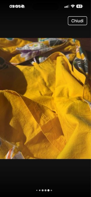 Borsa in stoffa floreale interno giallo