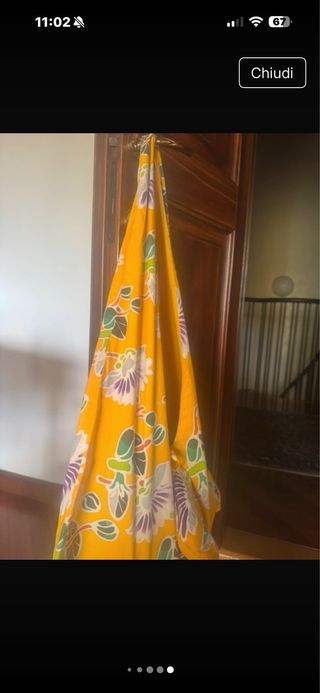 Borsa in stoffa floreale interno giallo