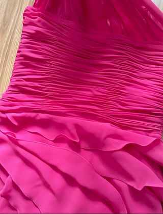 Vestido fiesta fucsia gasa y seda talla 38