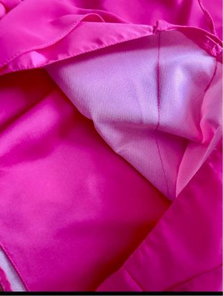 Vestido fiesta fucsia gasa y seda talla 38