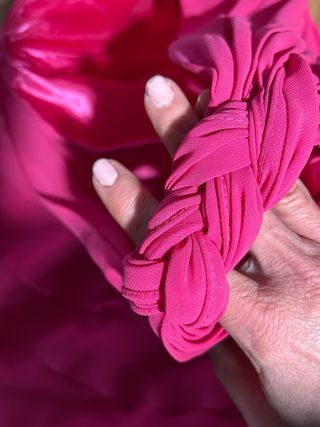 Vestido fiesta fucsia gasa y seda talla 38