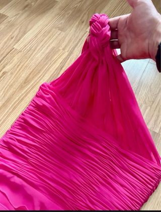 Vestido fiesta fucsia gasa y seda talla 38