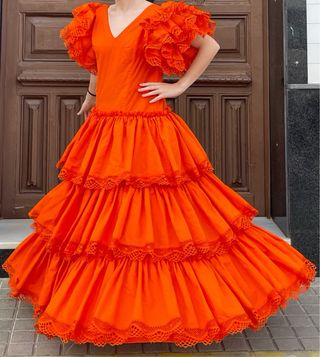 Traje de Flamenca Encaje Bolillos T.40-42