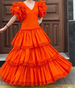 Traje de Flamenca Encaje Bolillos T.40-42