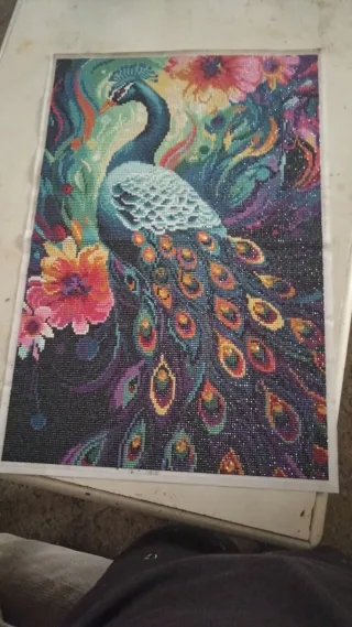 Pintura Diamante Pavo Real Flores