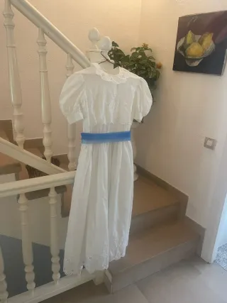 Vestido Primera Comunión Blanco y Azul
