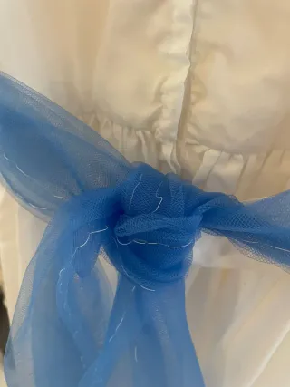 Vestido Primera Comunión Blanco y Azul