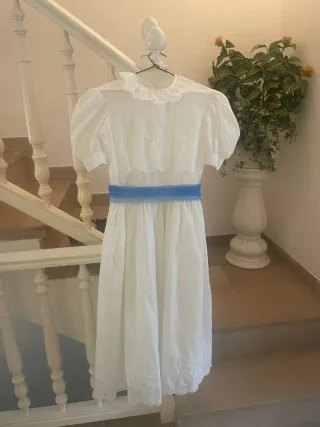 Vestido Primera Comunión Blanco y Azul