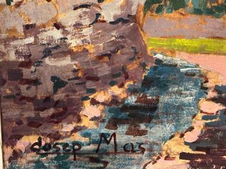 Cuadro de pueblo en montaña.