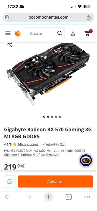 RX 570 8GB Tarjeta Gráfica Gaming