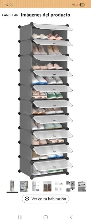 Zapatero modular gris y blanco