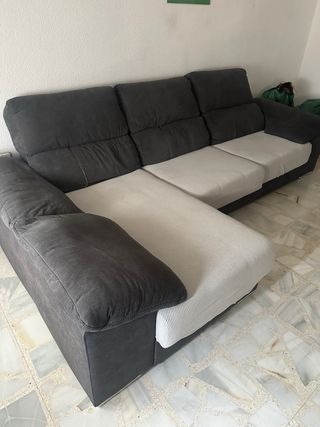 Sofá Chaise Longue 2,97m Gris y Beige