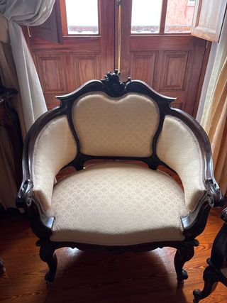 Butaca vintage tela y madera