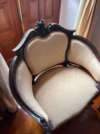 Butaca vintage tela y madera