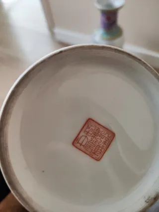 Pareja jarrones porcelana china esmaltada