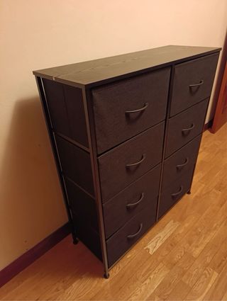 Cómoda 8 cajones tela y metal