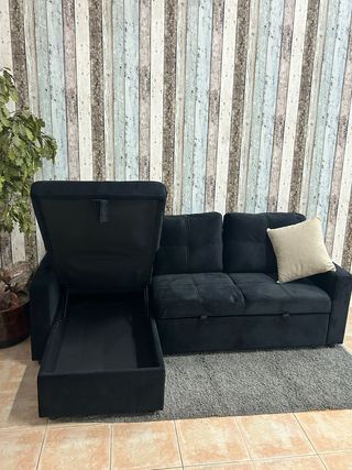 Divano 3 posti nero + letto e cassettiera